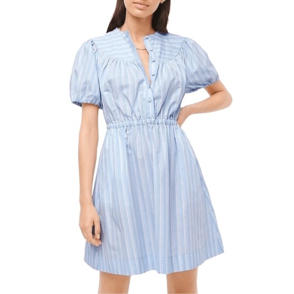 J. Crew Dresses & Skirts - J. Crew NWT Blue and White Smocked Mini Dress with Mandarin Collar
